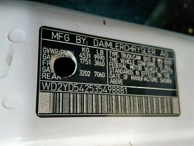 WD2YD542535498881 - 2003 MERCEDES-BENZ SPRINTER 3 WHITE photo 10