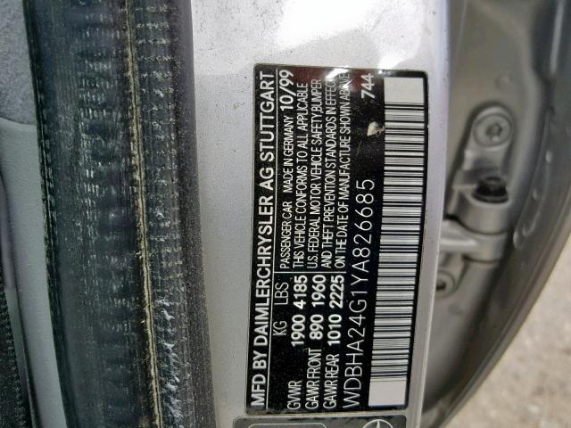 WDBHA24G1YA826685 - 2000 MERCEDES-BENZ C 230 SILVER photo 10