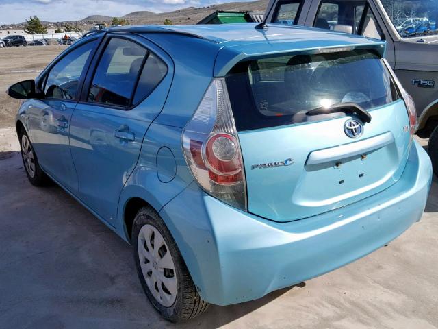 JTDKDTB3XC1013908 - 2012 TOYOTA PRIUS C BLUE photo 3