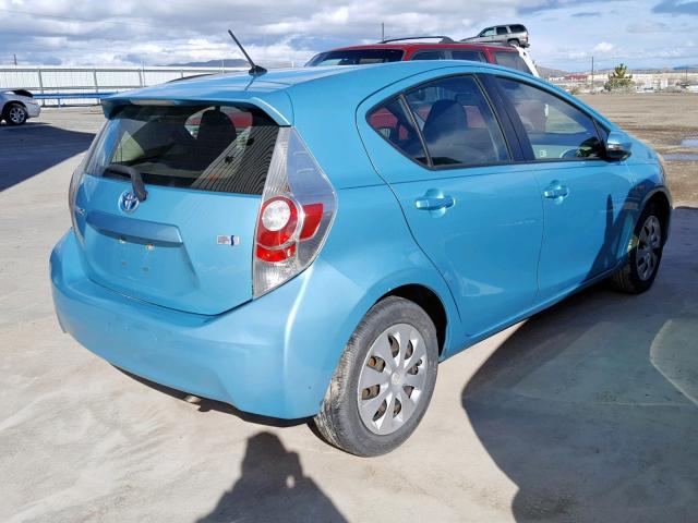 JTDKDTB3XC1013908 - 2012 TOYOTA PRIUS C BLUE photo 4