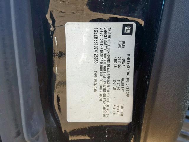 1G2ZH361074126058 - 2007 PONTIAC G6 GT BLACK photo 10