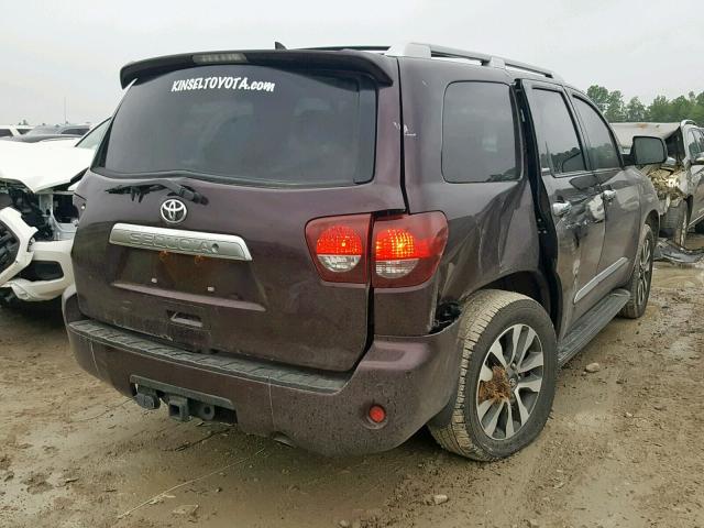 5TDKY5G18JS071636 - 2018 TOYOTA SEQUOIA LI BURGUNDY photo 4