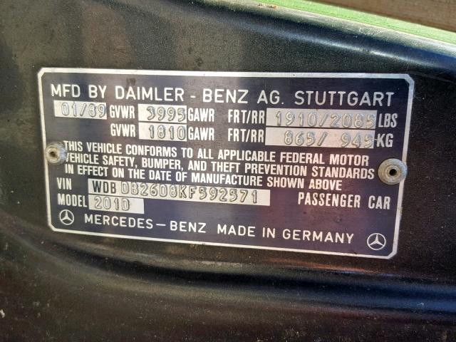 WDBDB26D8KF592571 - 1989 MERCEDES-BENZ 190 D 2.5 BLACK photo 10