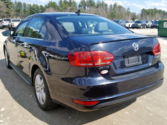 3VW637AJ5DM277731 - 2013 VOLKSWAGEN JETTA HYBR BLACK photo 3