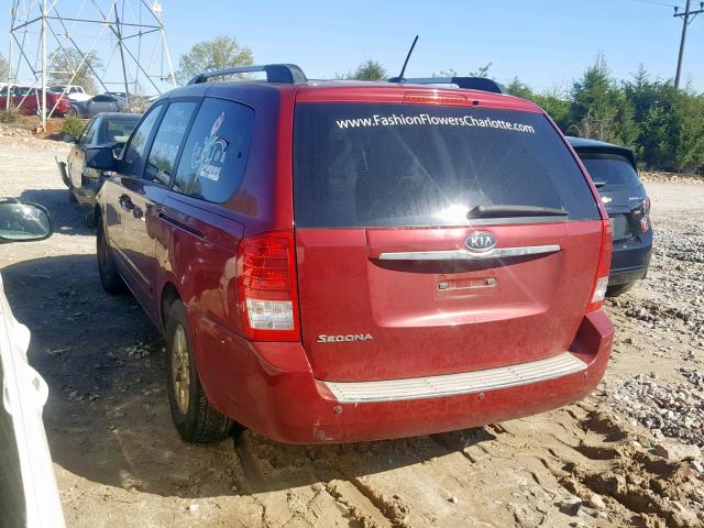 KNDMG4C78B6377303 - 2011 KIA SEDONA LX RED photo 3