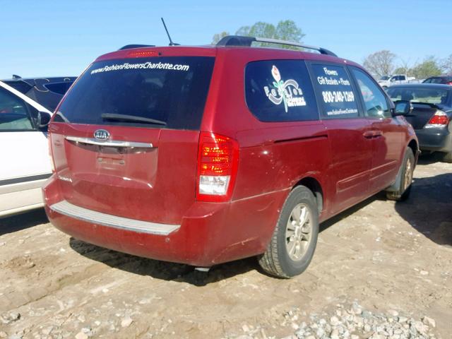 KNDMG4C78B6377303 - 2011 KIA SEDONA LX RED photo 4