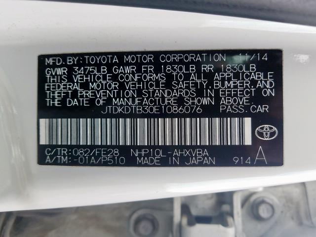 JTDKDTB30E1086076 - 2014 TOYOTA PRIUS C  photo 10