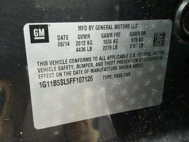 1G11B5SL5FF107126 - 2015 CHEVROLET MALIBU LS 灰色 照片 10