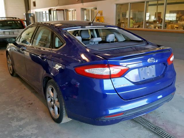 3FA6P0G71GR288328 - 2016 FORD FUSION S BLUE photo 3