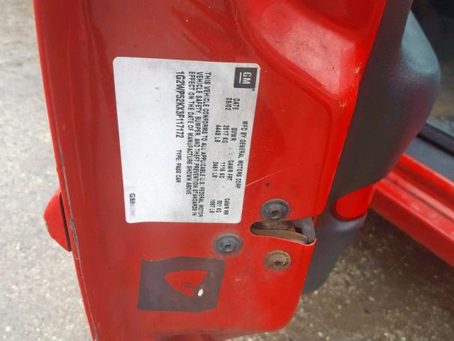 1G2WP52KX3F117172 - 2003 PONTIAC GRAND PRIX 红色 照片 10