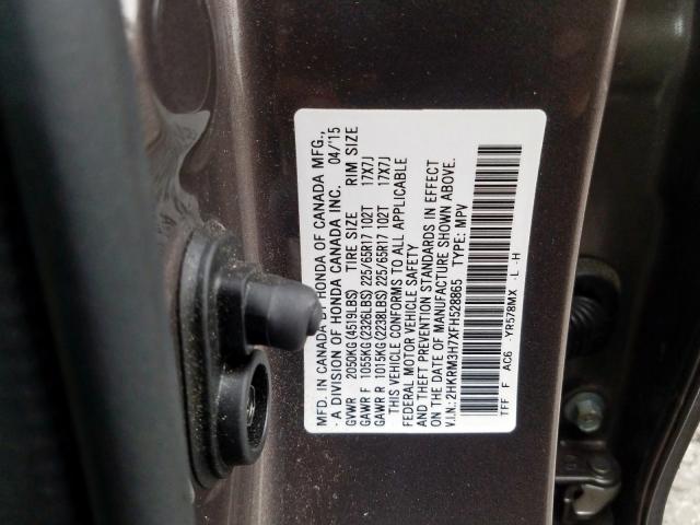 2HKRM3H7XFH528865 - 2015 HONDA CR-V EXL  photo 10