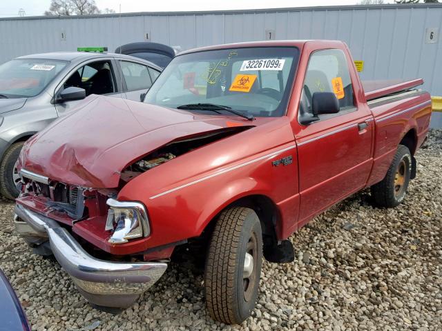 1FTCR10A6VPB19302 - 1997 FORD RANGER RED photo 2