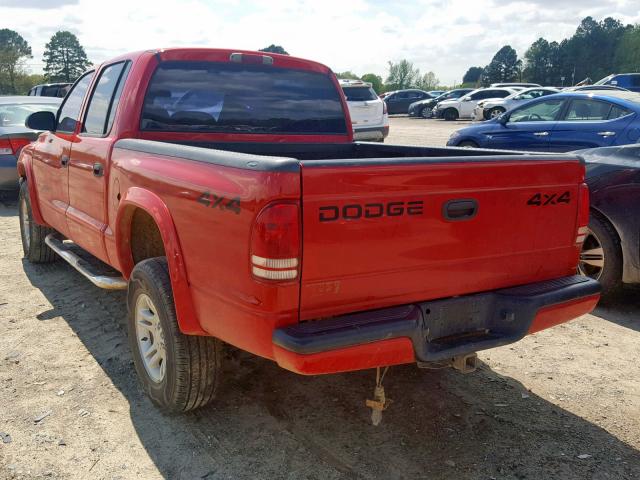 1B7HG2AX11S340298 - 2001 DODGE DAKOTA QUA RED photo 3