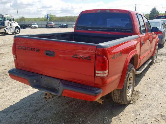 1B7HG2AX11S340298 - 2001 DODGE DAKOTA QUA RED photo 4