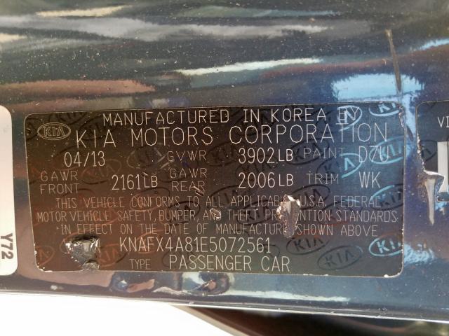 KNAFX4A81E5072561 - 2014 KIA FORTE EX  photo 10