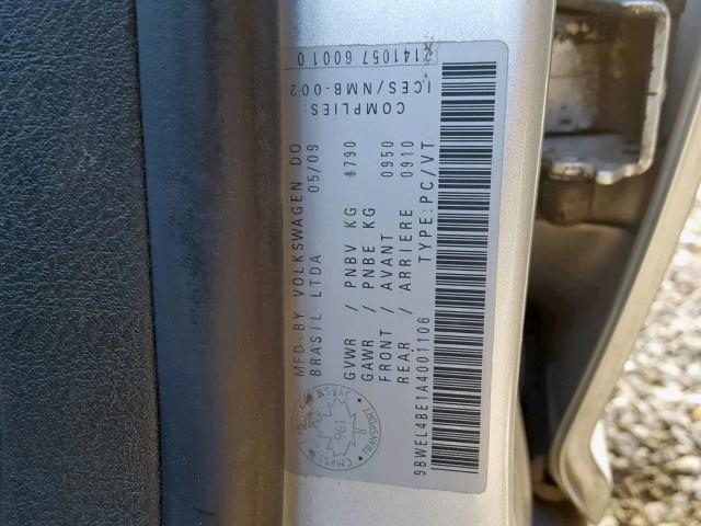 9BWEL4BE1A4001106 - 2010 VOLKSWAGEN CITY GOLF SILVER photo 10