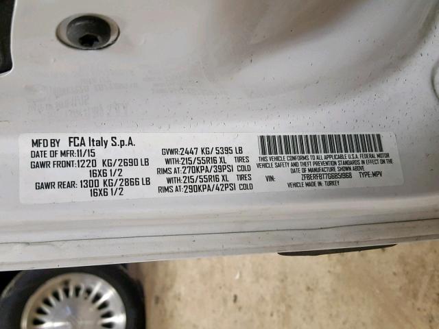 ZFBERFBT7G6B51968 - 2016 RAM PROMASTER 白色 照片 10