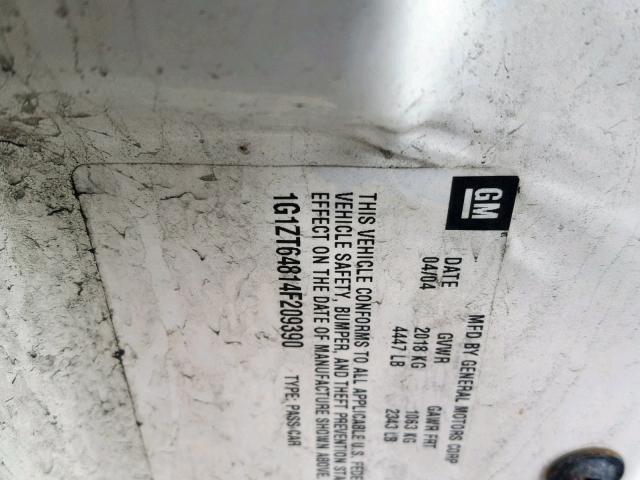 1G1ZT64814F209390 - 2004 CHEVROLET MALIBU MAX 白色 照片 10