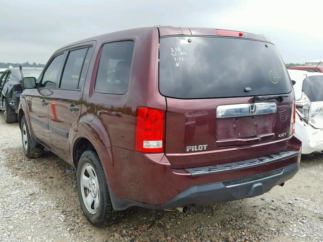 5FNYF3H26FB025407 - 2015 HONDA PILOT LX PURPLE photo 3