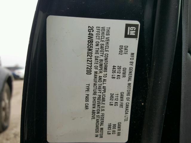 2G4WB55K021277200 - 2002 BUICK REGAL LS 黑色 照片 10