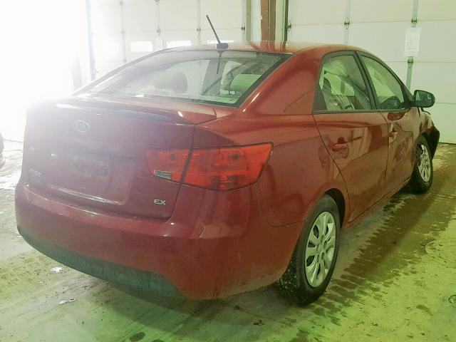 KNAFU4A23D5683761 - 2013 KIA FORTE EX RED photo 4