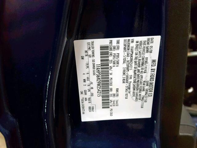 1FAHP36N29W254215 - 2009 FORD FOCUS SES BLUE photo 10