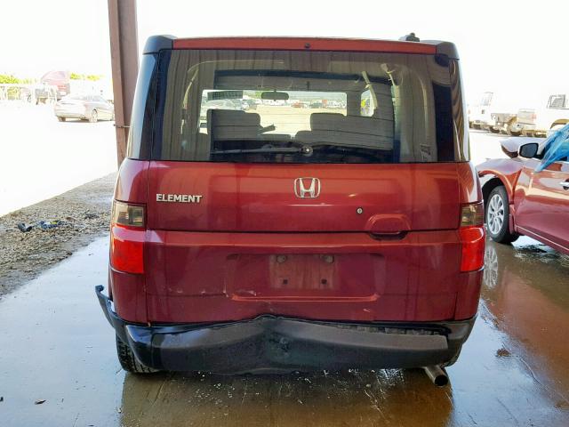 5J6YH18766L008298 - 2006 HONDA ELEMENT EX RED photo 9