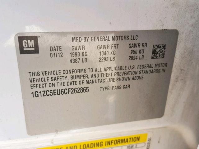 1G1ZC5EU6CF262865 - 2012 CHEVROLET MALIBU 1LT 灰色 照片 10