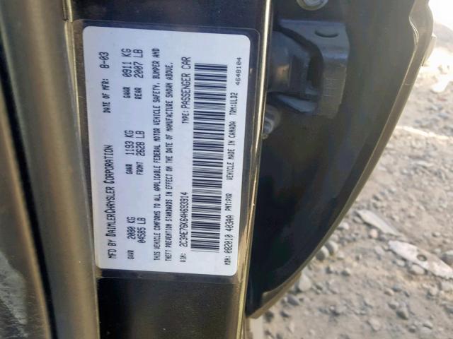 2C3AE76K64H693914 - 2004 CHRYSLER 300M SPECI BLACK photo 10