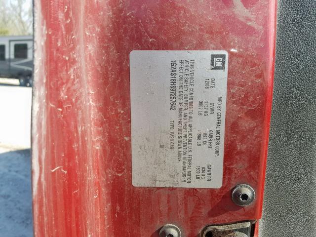 1G2AS18H897257642 - 2009 PONTIAC G5 BURGUNDY photo 10