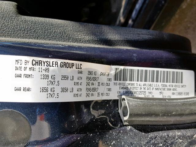 1J4RG4GK4AC125725 - 2010 JEEP COMMANDER BLUE photo 10