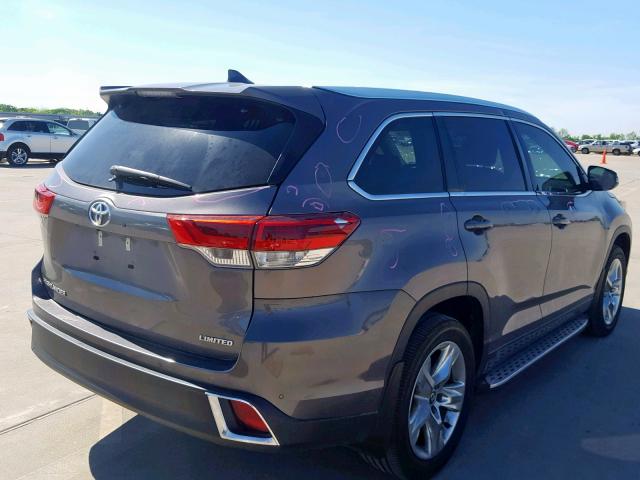 5TDYZRFH2HS229881 - 2017 TOYOTA HIGHLANDER SILVER photo 4