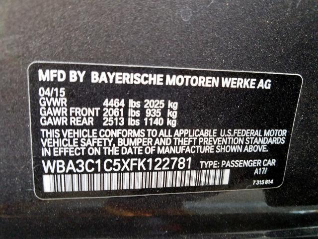 WBA3C1C5XFK122781 - 2015 BMW 328 I SULEV  photo 10