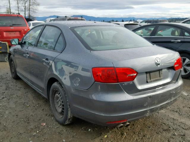 3VW2K7AJ9BM061086 - 2011 VOLKSWAGEN JETTA BASE GRAY photo 3