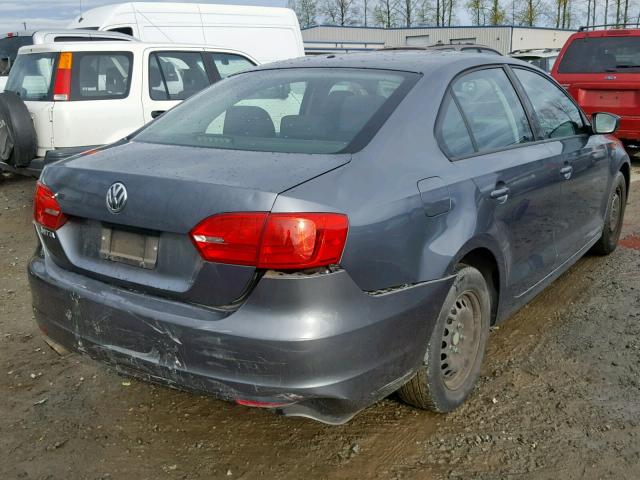 3VW2K7AJ9BM061086 - 2011 VOLKSWAGEN JETTA BASE GRAY photo 4