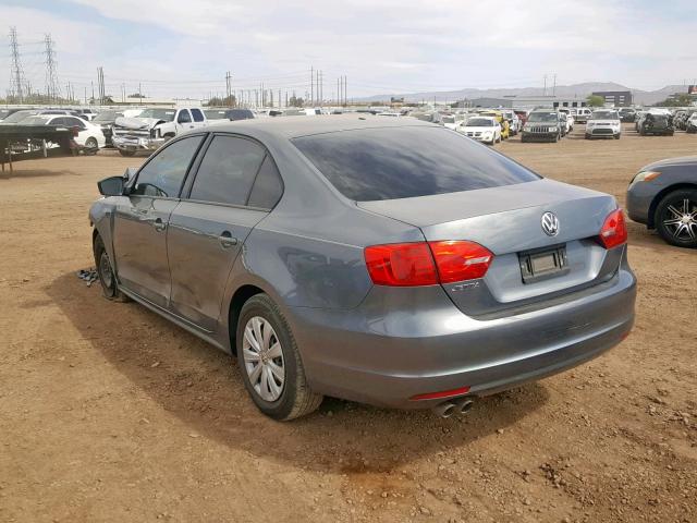 3VW2K7AJ8EM310529 - 2014 VOLKSWAGEN JETTA BASE GRAY photo 3