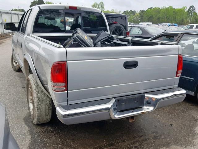 1D7HG48N23S170705 - 2003 DODGE DAKOTA QUA SILVER photo 3