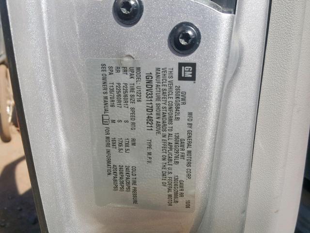 1GNDV33117D148211 - 2007 CHEVROLET UPLANDER L 银色 照片 10