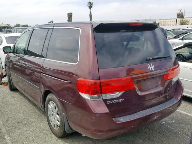 5FNRL38249B041249 - 2009 HONDA ODYSSEY LX BURGUNDY photo 3