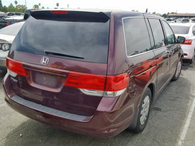 5FNRL38249B041249 - 2009 HONDA ODYSSEY LX BURGUNDY photo 4