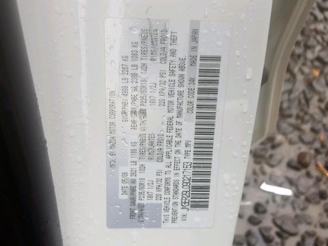 JM3ER29L090217153 - 2009 MAZDA CX-7 WHITE photo 10