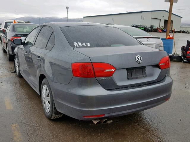 3VW2K7AJ7CM412840 - 2012 VOLKSWAGEN JETTA BASE 灰色 照片 3