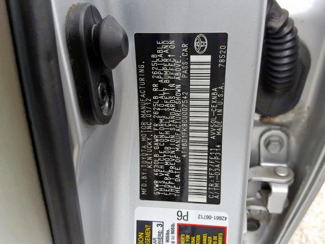 4T1BD1FK8CU007542 - 2012 TOYOTA CAMRY HYBR SILVER photo 10