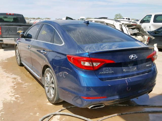 5NPE34AF1GH326250 - 2016 HYUNDAI SONATA SPO BLUE photo 3