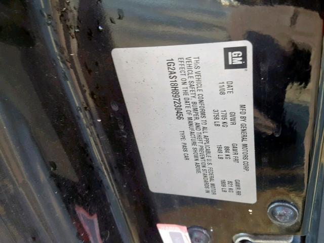 1G2AS18H897230456 - 2009 PONTIAC G5 BLACK photo 10