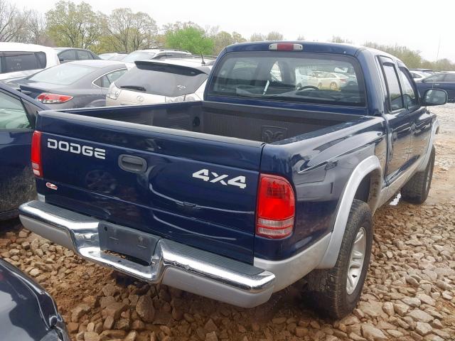 1B7HG2AX11S311545 - 2001 DODGE DAKOTA QUA BLUE photo 4