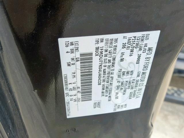 1FMDU77K04UA04338 - 2004 FORD EXPLORER S BLACK photo 10