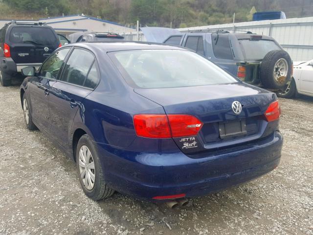 3VW1K7AJ5EM411894 - 2014 VOLKSWAGEN JETTA BASE Կապույտ լուսանկար 3