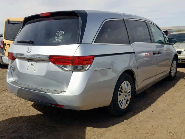 5FNRL5H26FB002668 - 2015 HONDA ODYSSEY LX SILVER photo 4