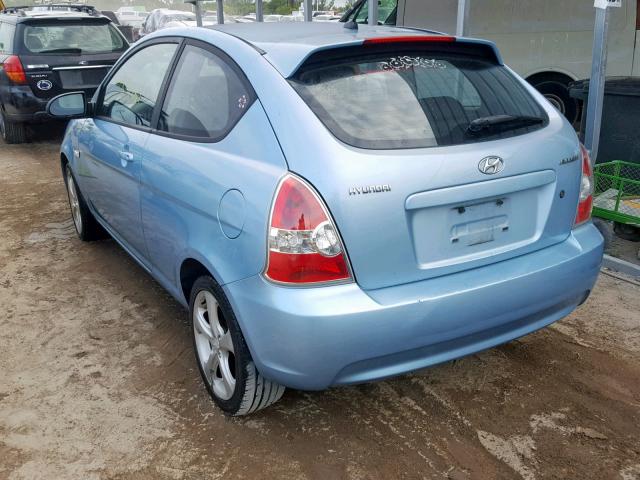 KMHCN36C07U032706 - 2007 HYUNDAI ACCENT SE TURQUOISE photo 3